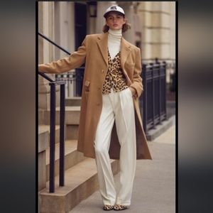 LAUREN RALPH LAUREN Camel Wool Blend Pea Coat Size 10.